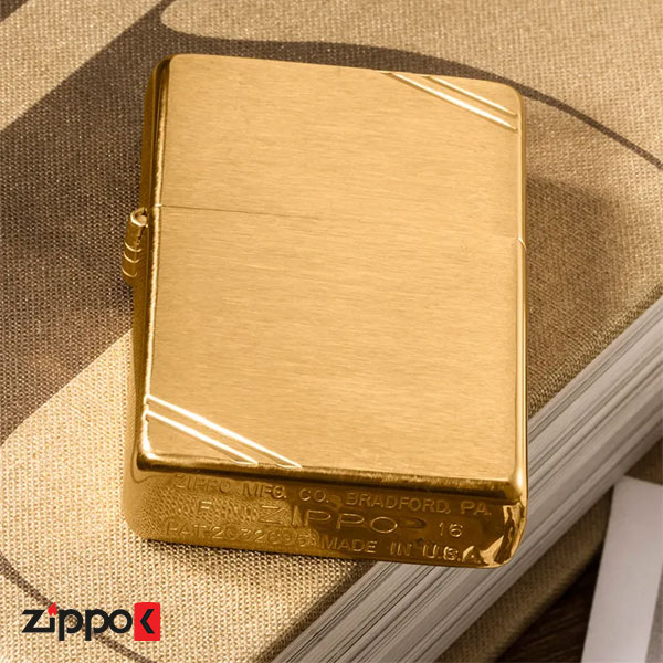 فندک زیپو اصل Zippo Brushed Brass Vintage 240