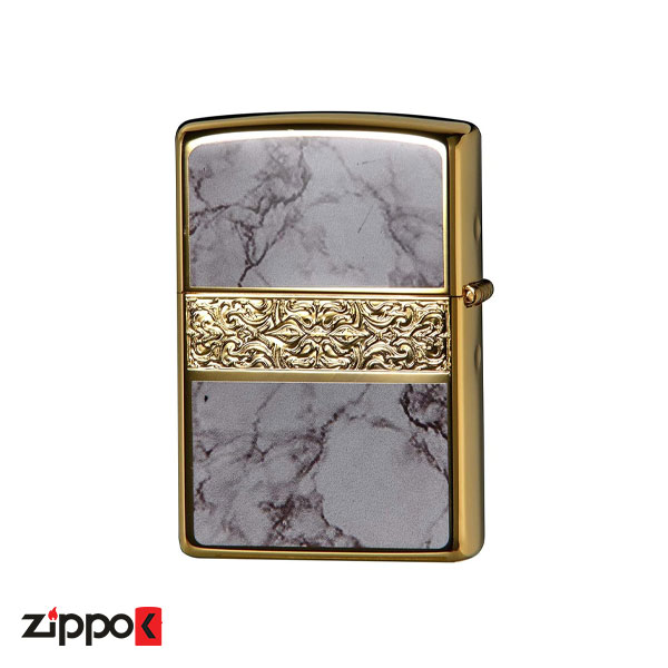 فندک زیپو کاستوم Zippo Marble and Gold Design 2G-WHM